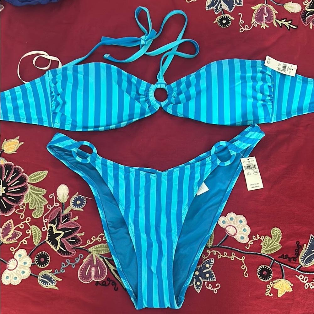 Aerie Blue Striped Bikini